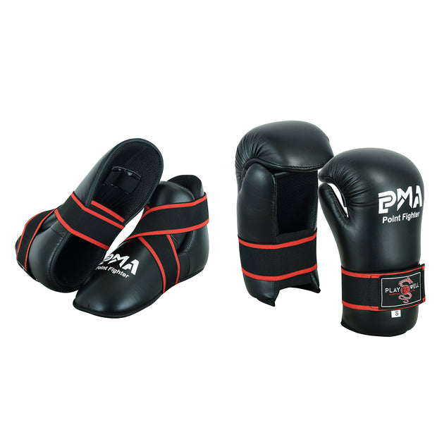 Semi Contact Sparring Gloves & Boots Set-Black