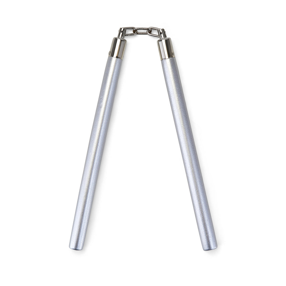 Silver Competition Wooden Speed Nunchucks Chain-11"