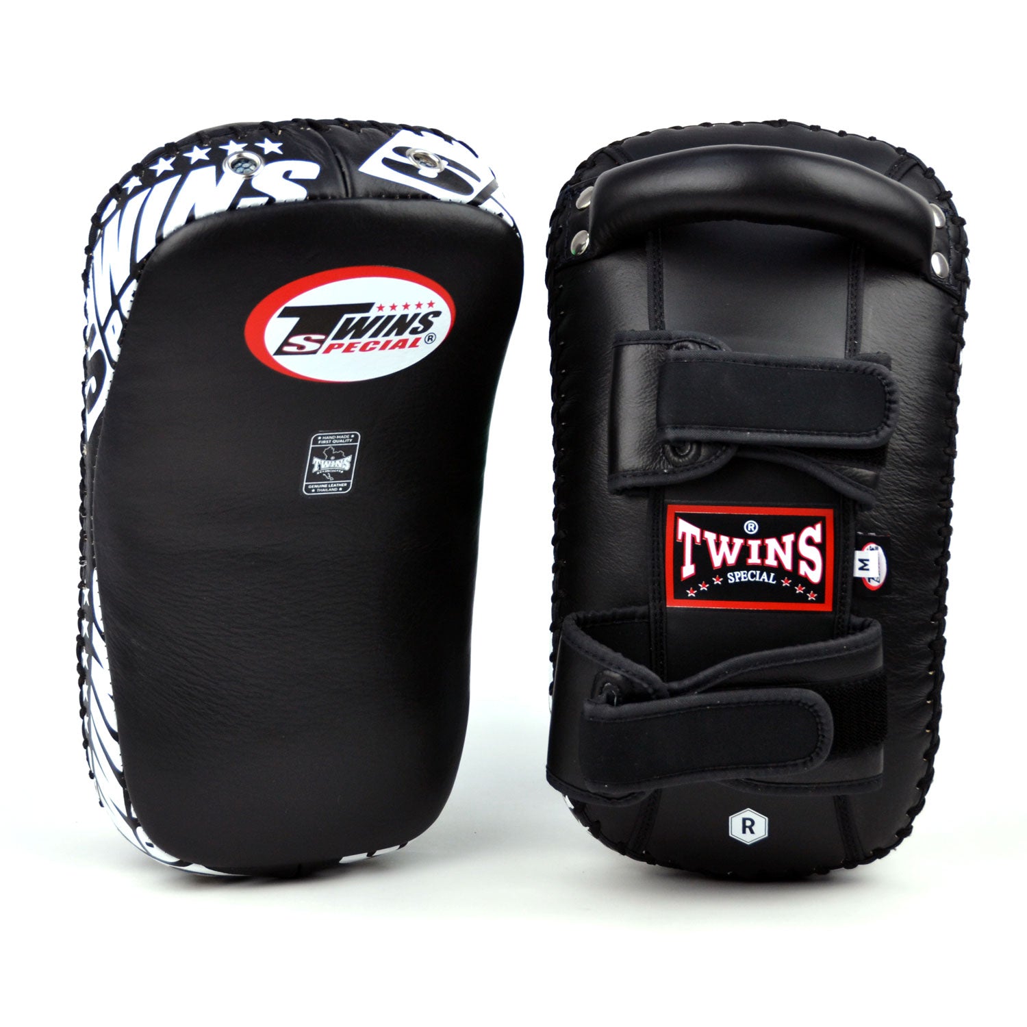 Twins KPL10 Curved Leather Thai Kick Pads-Black