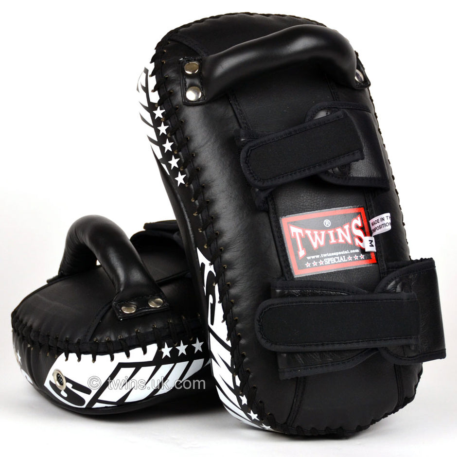 Twins KPL10 Curved Leather Thai Kick Pads-Black
