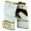 MMA Leather Elite White/Gold Grappling Fight Gloves-4oz