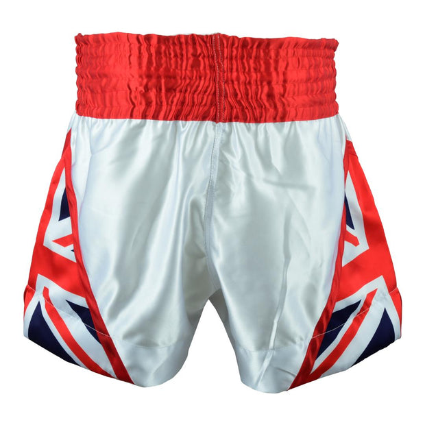 Muay Thai Competition White Fight Shorts-UK Flag